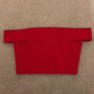 Red crop off the shoulder top